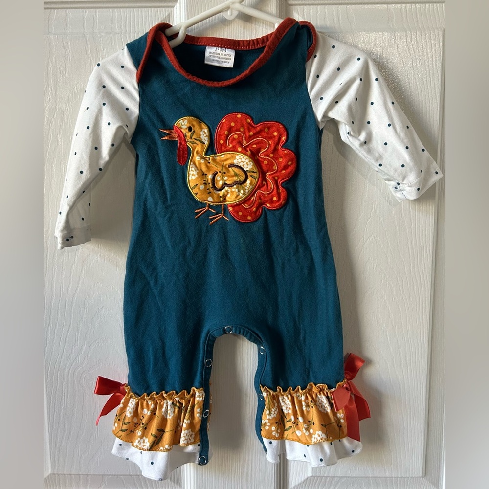Colorful Turkey Baby Girl Romper